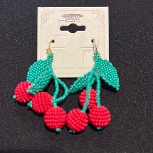 New cherry seed bead earrings